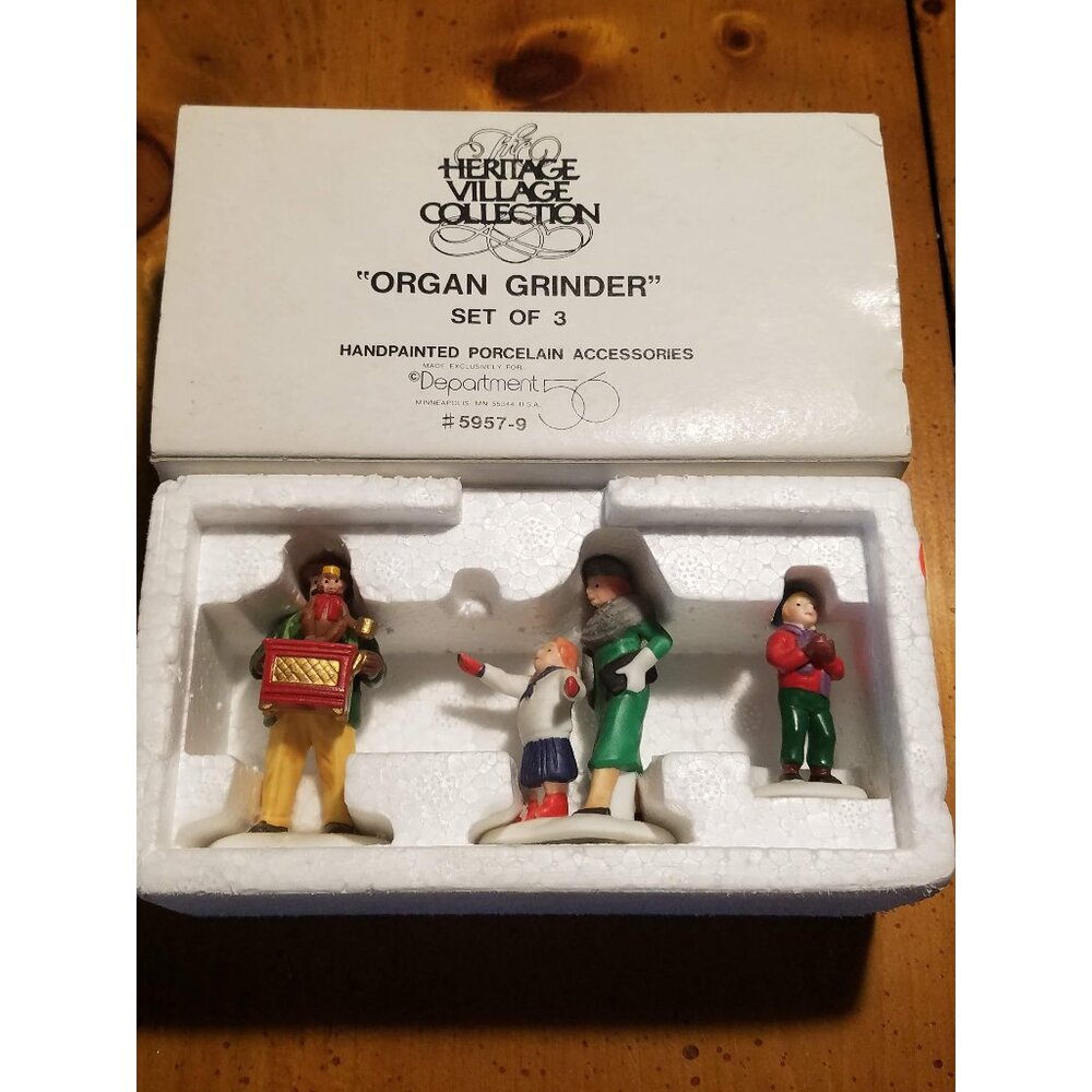 "Organ Grinder" Set of 3 #5957-9 Heritage Village Collection -Retired-